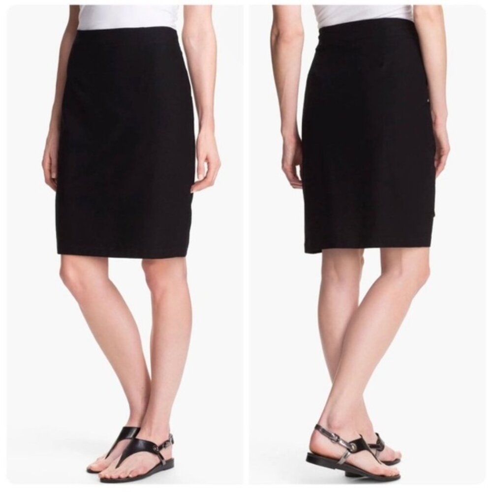 Eileen Fisher Black Ponte Stretch Pencil Skirt in Black Size S EUC